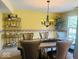 Well-lit dining room featuring a chandelier, table, and floral wallpaper border at 6056 Blackley Ct, Indianapolis, IN 46254