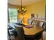 Elegant dining room featuring a chandelier, table, and large window overlooking the backyard at 6056 Blackley Ct, Indianapolis, IN 46254