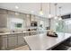 Well-lit kitchen featuring gray cabinets, stainless steel appliances, and a large center island with pendant lighting at 71 W County Road 500 S, Clayton, IN 46118