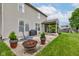 Inviting backyard featuring a patio with a fire pit and seating area at 7452 Lace Bark Ct, Avon, IN 46123
