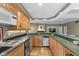Entertainment bar with light wood cabinets, stone countertops, and modern appliances at 7624 William Penn Pl, Indianapolis, IN 46256