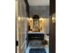 Elegant powder room with a floating vanity, striking mirror and modern lighting fixtures at 7661 Carriage House Way, Zionsville, IN 46077