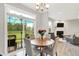 Inviting dining area with a round table, chairs, and sliding doors leading to an outdoor patio at 8266 Glacier Ridge Dr, Fishers, IN 46038