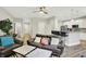 Spacious living room with modern furnishings, open layout, and view of the kitchen and dining area at 8266 Glacier Ridge Dr, Fishers, IN 46038