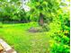 Expansive backyard features green grass, a chain-link fence, and mature trees at 8357 Harrison Dr, Lawrence, IN 46226