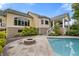 Backyard featuring a pool, fire pit, and exterior of the home at 860 Chatham Hills Blvd, Westfield, IN 46074