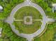 Aerial view of a charming neighborhood roundabout, featuring lush greenery and mature trees at 1029 Bridgeport Dr, Westfield, IN 46074