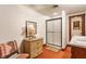 Cozy bathroom with walk-in shower, wicker storage, and a charming aesthetic at 11705 N Shelby 700 W, New Palestine, IN 46163