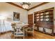 Elegant dining area with a decorative hutch, charming chairs, and stylish lighting fixture at 11705 N Shelby 700 W, New Palestine, IN 46163