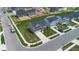 Aerial view of a residential neighborhood showing well-maintained lawns and tree-lined streets at 13887 N Hawkers Hill Dr, Camby, IN 46113