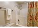 Bathroom featuring a shower with a decorative curtain and towel rack at 16126 Etna Green, Westfield, IN 46074