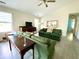 Bright living room with high ceilings and hardwood style floors at 199 Fountain Lake S Dr, Shelbyville, IN 46176