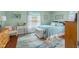 Comfortable bedroom with blue accents, wood floors, and ample natural light creates a calming and inviting space at 2021 Chestnut St, Columbus, IN 47201