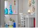 Bright home office featuring a white desk, decorative shelves, and calming decor at 2021 Chestnut St, Columbus, IN 47201