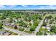 Residential area featuring tidy lawns, tree-lined streets, and diverse homes under a partly cloudy blue sky at 2110 Fisher Ave, Speedway, IN 46224