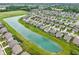 Expansive aerial view of a neighborhood with a serene pond winding through well-manicured lawns at 220 Sawdust Trl, Greenfield, IN 46140