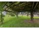 Tranquil view under the pergola, showcasing a serene backyard with mature trees at 3020 E 400 S, Lebanon, IN 46052