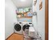 Well-organized laundry room featuring modern washer and dryer, and storage shelves at 3020 E 400 S, Lebanon, IN 46052