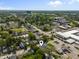 Aerial shot pinpointing the home's location within a vibrant neighborhood with commercial district nearby at 418 Harlan St, Indianapolis, IN 46201