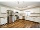 Kitchen featuring white cabinets, stainless steel appliances, and a view of the stainless farmhouse sink at 6756 Wimbledon Dr, Zionsville, IN 46077