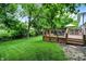 Lush green backyard with a spacious deck and ample room for outdoor gatherings, a scenic view of the property at 7255 Haverhill Ct, Indianapolis, IN 46250