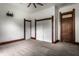 Bedroom with ceiling fan, closet and ornate trim at 7536 Mccord St, McCordsville, IN 46055
