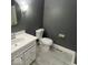 Cozy bathroom featuring gray walls, a white vanity, and sleek fixtures at 7731 Scarborough S Blvd, Indianapolis, IN 46256