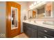 Elegant bathroom featuring sleek vanity, a large mirror, and modern fixtures at 120 Wagon Trail, Mooresville, IN 46158