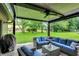 Relaxing covered outdoor patio with comfortable seating, perfect for entertaining or enjoying the backyard at 1219 Driftwood Dr, Carmel, IN 46033
