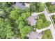 A high aerial shot showcasing the well-manicured landscaping, mature trees, and neighborhood at 13017 Water Ridge Dr, McCordsville, IN 46055