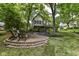 A backyard featuring a firepit area, landscaping, and a home with a screened-in porch at 13017 Water Ridge Dr, McCordsville, IN 46055