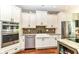 Modern kitchen with stainless steel appliances, white cabinetry, a farmhouse sink, and stylish tile backsplash at 13017 Water Ridge Dr, McCordsville, IN 46055