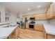 Updated kitchen with stainless steel appliances, light wood cabinets, and white countertops at 13896 Fernleaf Way, Carmel, IN 46033