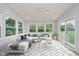 Inviting sunroom featuring neutral tones, ample natural light, and a comfortable sectional sofa at 13896 Fernleaf Way, Carmel, IN 46033