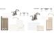 Sample bathroom materials of cabinets, countertops, faucet and light fixtures at 14877 Higgins Dr, Westfield, IN 46074