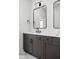 Bathroom with double vanity and stylish framed mirrors at 17339 Newton Main St, Westfield, IN 46074