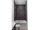Modern bathroom with sleek black tiled shower and black and white patterned flooring at 17339 Newton Main St, Westfield, IN 46074