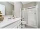 Updated bathroom with a shower and double sink at 18763 Abigail Cir, Westfield, IN 46062