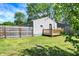 Here is a view of the back of the home, showing the fenced in yard and wood deck at 2936 N Gladstone Ave, Indianapolis, IN 46218