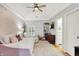 bedroom featuring bright, patterned wallpaper, light hardwood floors, and recessed lighting at 3398 Nottinghill Blvd, Plainfield, IN 46168