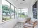 Bright sunroom featuring large windows, wicker seating, and a cozy rug at 4641 Ralston Ave, Indianapolis, IN 46205