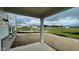 Covered porch overlooking a pond in the backyard of the new home at 6338 Rippling Rock Dr, Plainfield, IN 46168