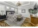 This main bedroom features a tray ceiling, wood floors, large windows, and neutral-toned walls at 7648 Killarney Dr, Indianapolis, IN 46217