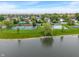 Aerial shot of a community with a playground, tennis courts, and a swimming pool by a serene lake at 7978 Park Meadows Dr, Brownsburg, IN 46112