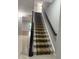 Carpeted staircase with wooden railings and a decorative runner at 8241 Morera Ct, Indianapolis, IN 46237