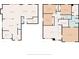 A detailed floor plan showcasing the layout of the two floors of the house, showing dimensions of each room and area at 8631 Belle Union Pl, Indianapolis, IN 46113