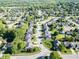 Expansive aerial view of a suburban neighborhood featuring lush green trees and well-maintained homes at 9229 Crossing Dr, Fishers, IN 46037