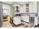 Modern kitchen with white cabinets, stainless steel appliances, island and hardwood floors at 1333 Spann Ave, Indianapolis, IN 46203