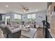 Open living room with large windows and two sofas offering a comfortable space at 13495 Forest Glade Dr, Fishers, IN 46037