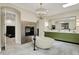 An elegant bathroom with a soaking tub, fireplace, and large vanity at 20170 Starlight Ct, Noblesville, IN 46062